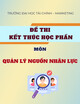 Đề thi kết thúc học phần môn Quản lý nguồn nhân lực